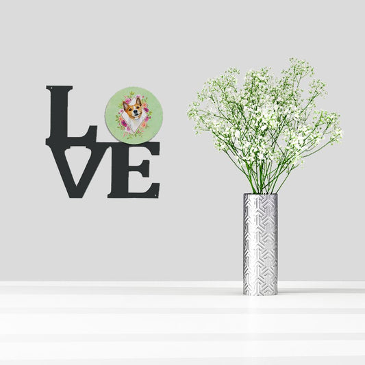 Basenji Green Flowers Decorative Wall Art – Artist-Designed Metal Print for Home or Office CK4275WALV