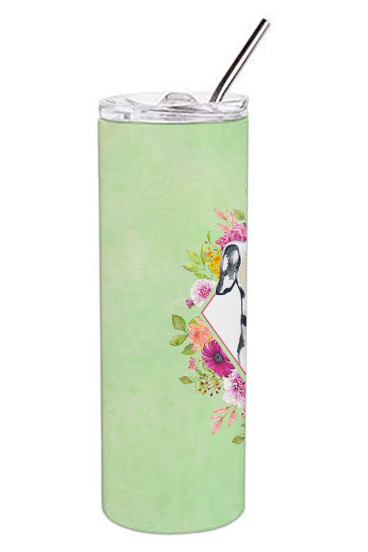 Dalmatian Green Flowers Double Walled Stainless Steel 20 oz Skinny Tumbler CK4297TBL20