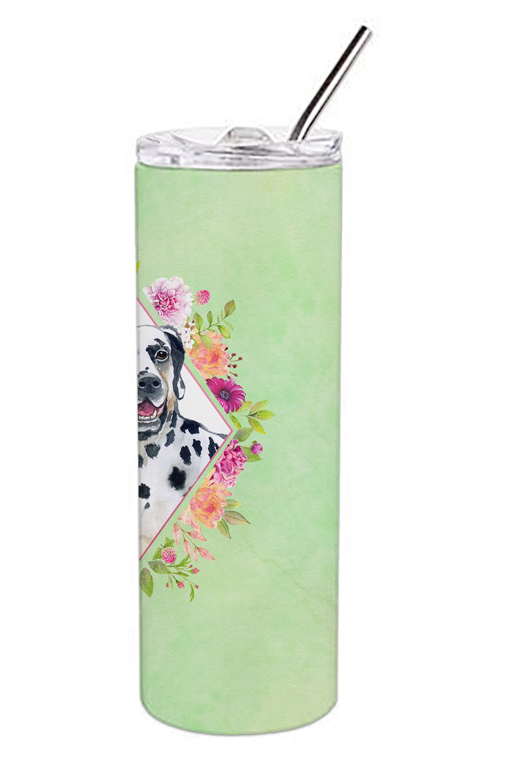 Dalmatian Green Flowers Double Walled Stainless Steel 20 oz Skinny Tumbler CK4297TBL20