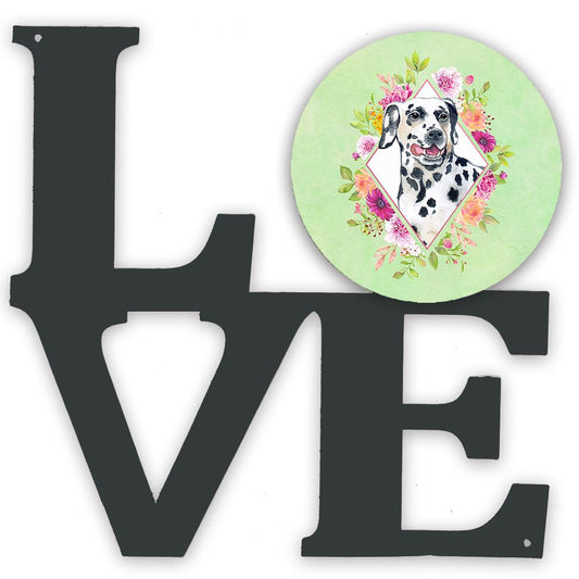 Dalmatian Green Flowers Decorative Wall Art – Artist-Designed Metal Print for Home or Office CK4297WALV