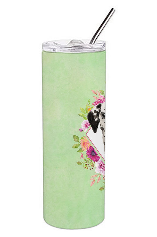 Dalmatian Green Flowers Double Walled Stainless Steel 20 oz Skinny Tumbler CK4402TBL20