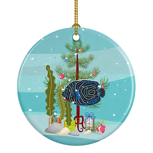 Emperor Angelfish Merry Christmas Ornament - Round Ceramic Ornament – Artist-Designed Keepsake Decoration