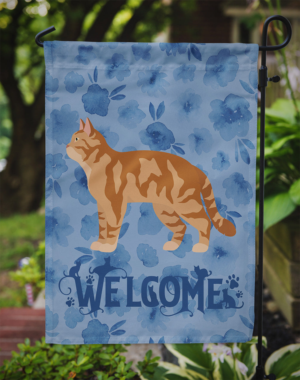 American Wirehair #2 Cat Welcome Garden Flag - Outdoor Decorative Yard Flag CK4823GF