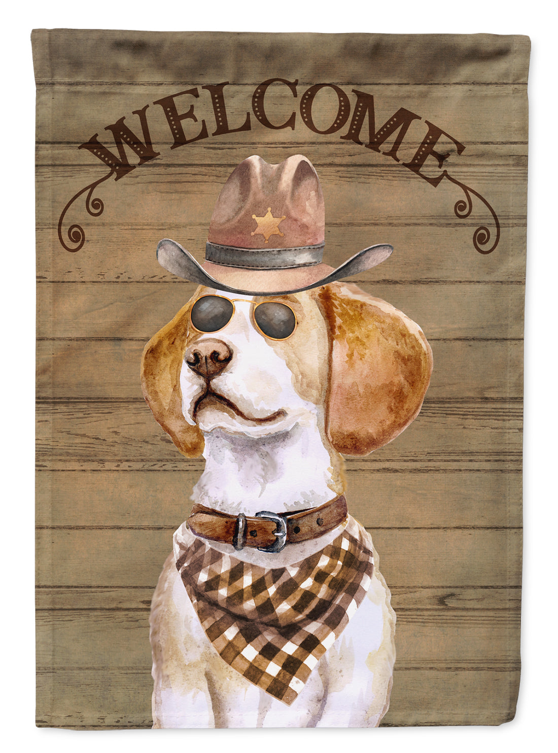 Beagle #2 Cowboy Dog Welcome Garden Flag – Western-Style Dog with Hat & Sunglasses CK6283GF