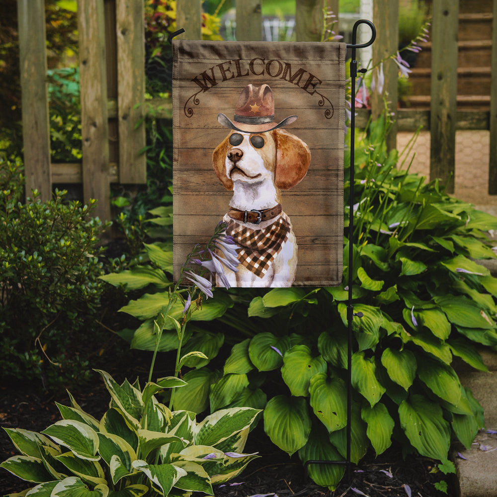 Beagle #2 Cowboy Dog Welcome Garden Flag – Western-Style Dog with Hat & Sunglasses CK6283GF