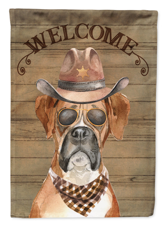 Boxer Cowboy Dog Welcome Garden Flag – Western-Style Dog with Hat & Sunglasses CK6293GF