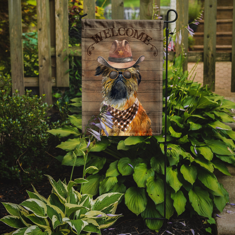 Brussels Griffon Cowboy Dog Welcome Garden Flag – Western-Style Dog with Hat & Sunglasses CK6298GF