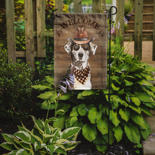 Catahoula Leopard Dog Cowboy Dog Welcome Garden Flag – Western-Style Dog with Hat & Sunglasses CK6301GF