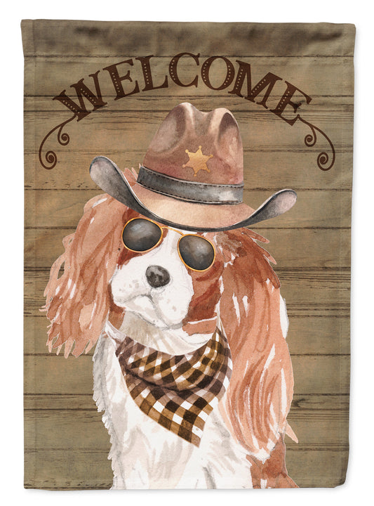 Cavalier King Charles Spaniel Cowboy Dog Welcome Garden Flag – Western-Style Dog with Hat & Sunglasses CK6302GF