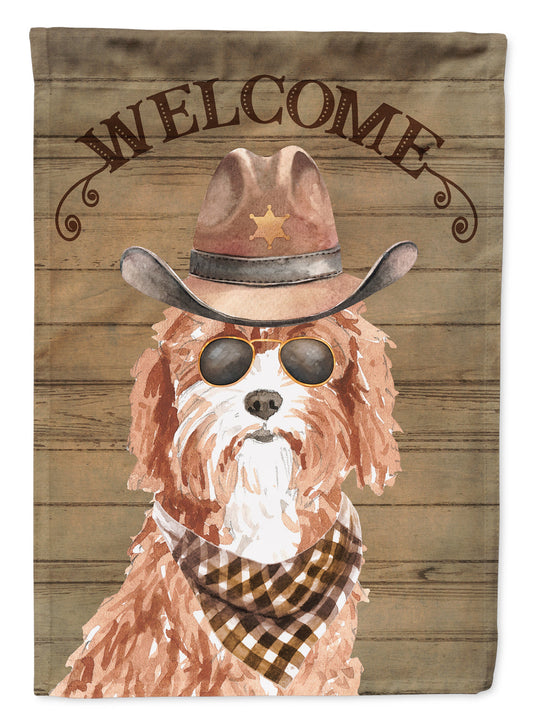 Cavapoo Cowboy Dog Welcome Garden Flag – Western-Style Dog with Hat & Sunglasses CK6303GF