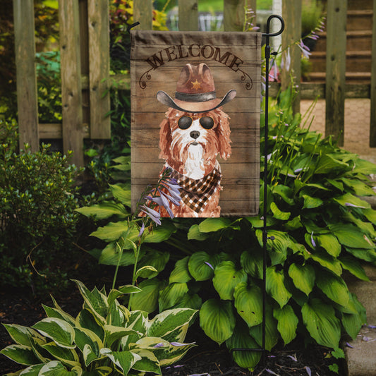Cavapoo Cowboy Dog Welcome Garden Flag – Western-Style Dog with Hat & Sunglasses CK6303GF