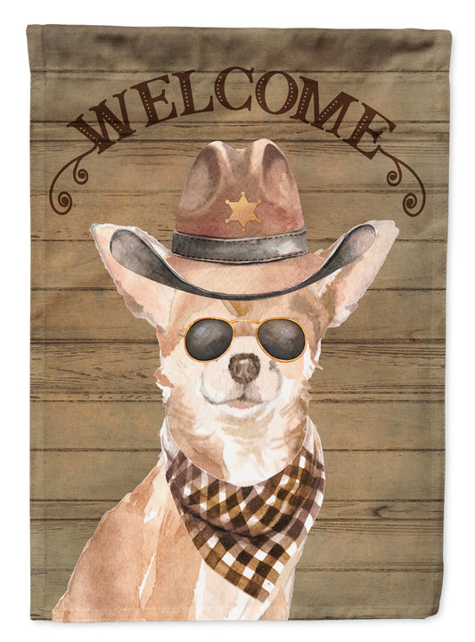 Chihuahua Cowboy Dog Welcome Garden Flag – Western-Style Dog with Hat & Sunglasses CK6305GF