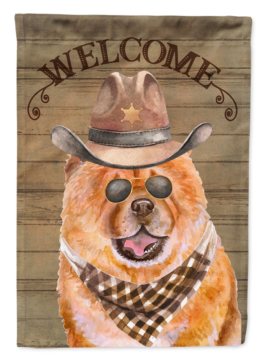 Chow Chow Cowboy Dog Welcome Garden Flag – Western-Style Dog with Hat & Sunglasses CK6307GF