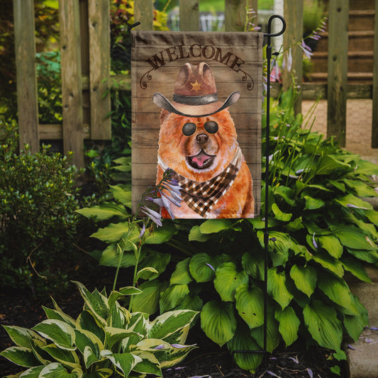 Chow Chow Cowboy Dog Welcome Garden Flag – Western-Style Dog with Hat & Sunglasses CK6307GF