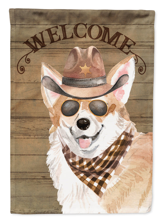 Corgi Cowboy Dog Welcome Garden Flag – Western-Style Dog with Hat & Sunglasses CK6310GF
