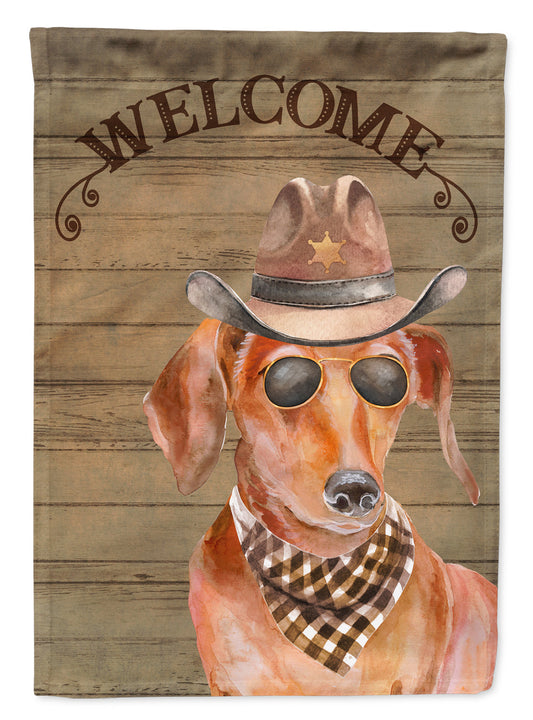 Dachshund Cowboy Dog Welcome Garden Flag – Western-Style Dog with Hat & Sunglasses CK6311GF