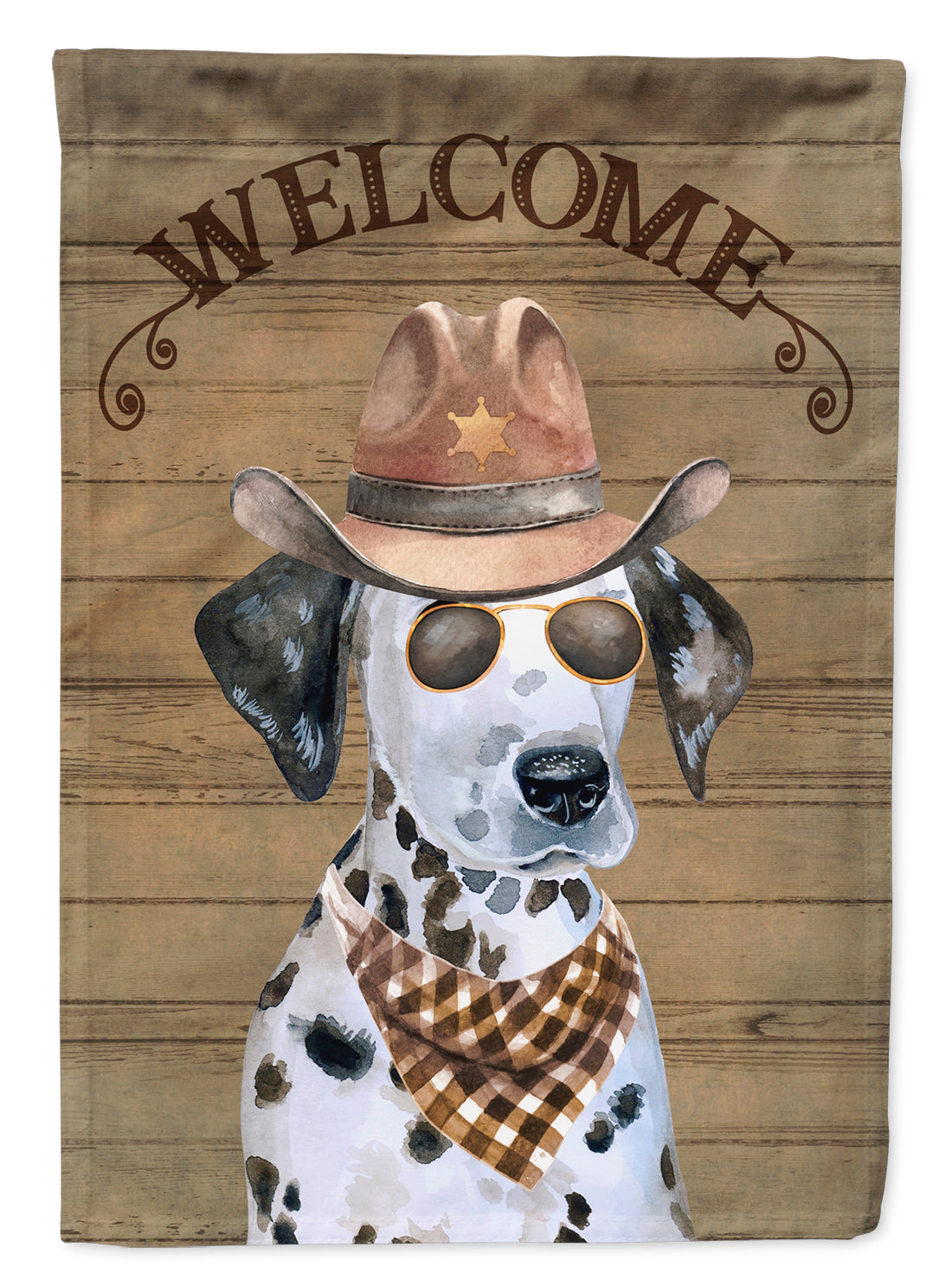 Dalmatian Puppy Cowboy Dog Welcome Garden Flag – Western-Style Dog with Hat & Sunglasses CK6312GF