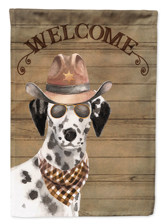 Dalmatian Cowboy Dog Welcome Garden Flag – Western-Style Dog with Hat & Sunglasses CK6313GF