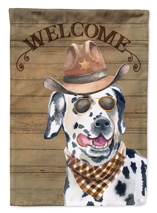 Dalmatian #3 Cowboy Dog Welcome Garden Flag – Western-Style Dog with Hat & Sunglasses CK6315GF