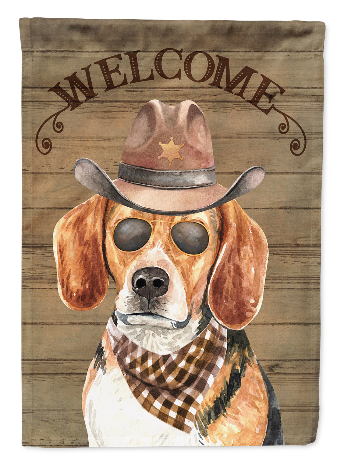 Beagle #3 Cowboy Dog Welcome Garden Flag – Western-Style Dog with Hat & Sunglasses CK6318GF