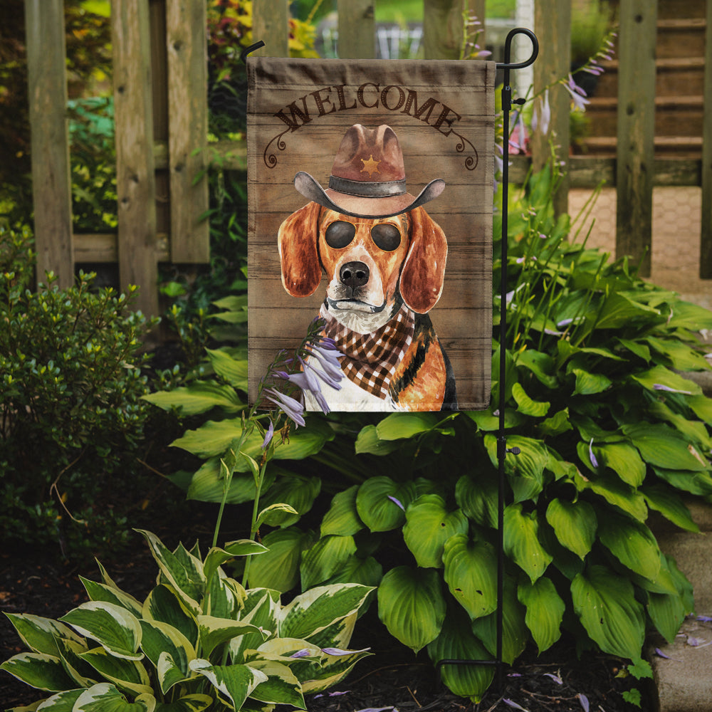 Beagle #3 Cowboy Dog Welcome Garden Flag – Western-Style Dog with Hat & Sunglasses CK6318GF