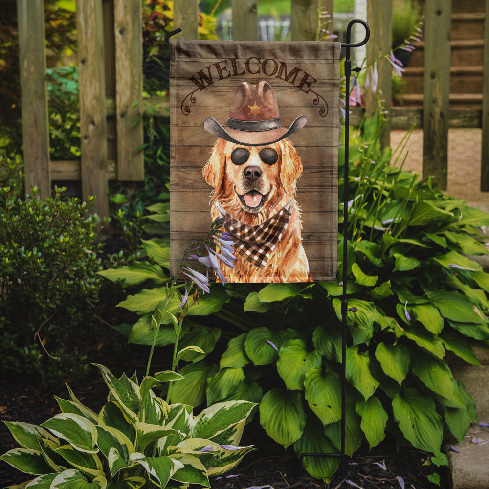 Golden Retriever Cowboy Dog Welcome Garden Flag – Western-Style Dog with Hat & Sunglasses CK6322GF