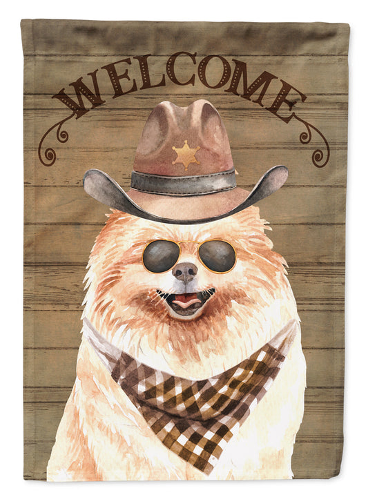 Pomeranian Cowboy Dog Welcome Garden Flag – Western-Style Dog with Hat & Sunglasses CK6324GF