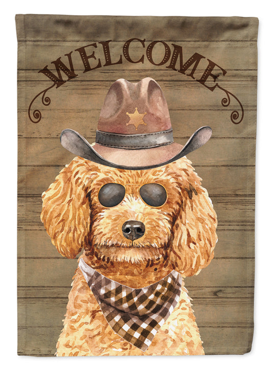Poodle Cowboy Dog Welcome Garden Flag – Western-Style Dog with Hat & Sunglasses CK6325GF
