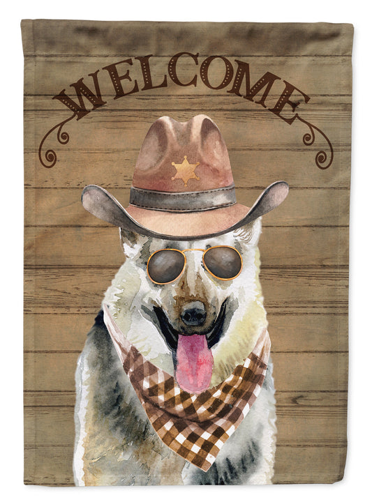 East European Shepherd Cowboy Dog Welcome Garden Flag – Western-Style Dog with Hat & Sunglasses CK6328GF