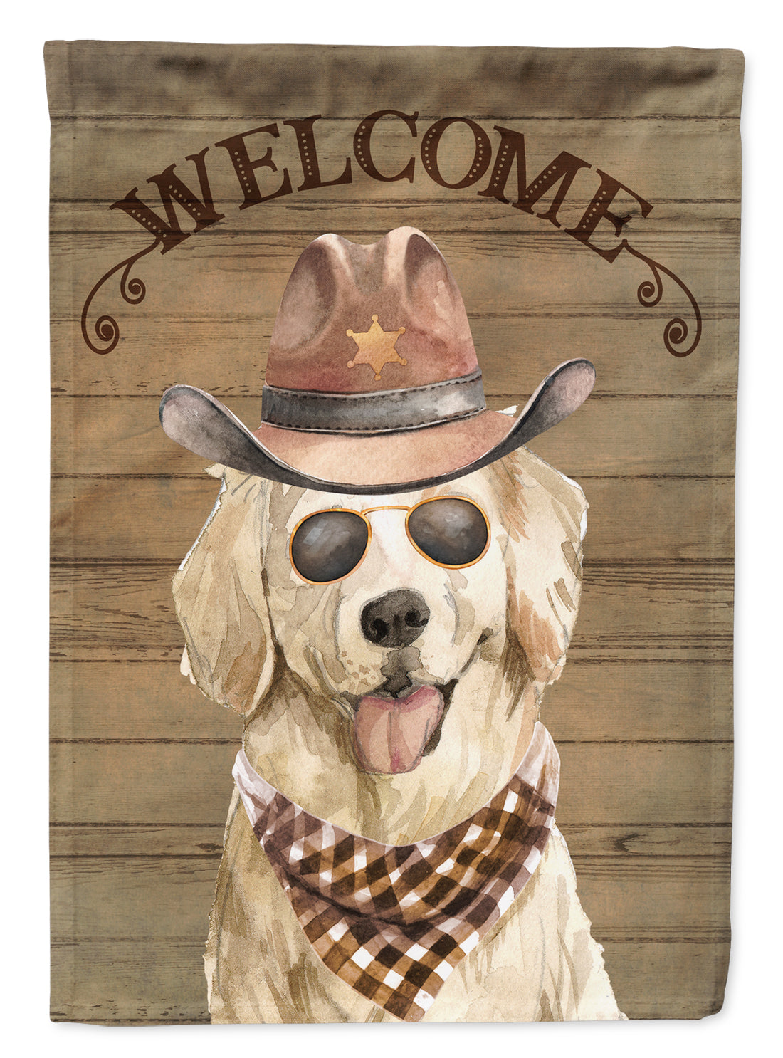 Golden Retriever #2 Cowboy Dog Welcome Garden Flag – Western-Style Dog with Hat & Sunglasses CK6333GF