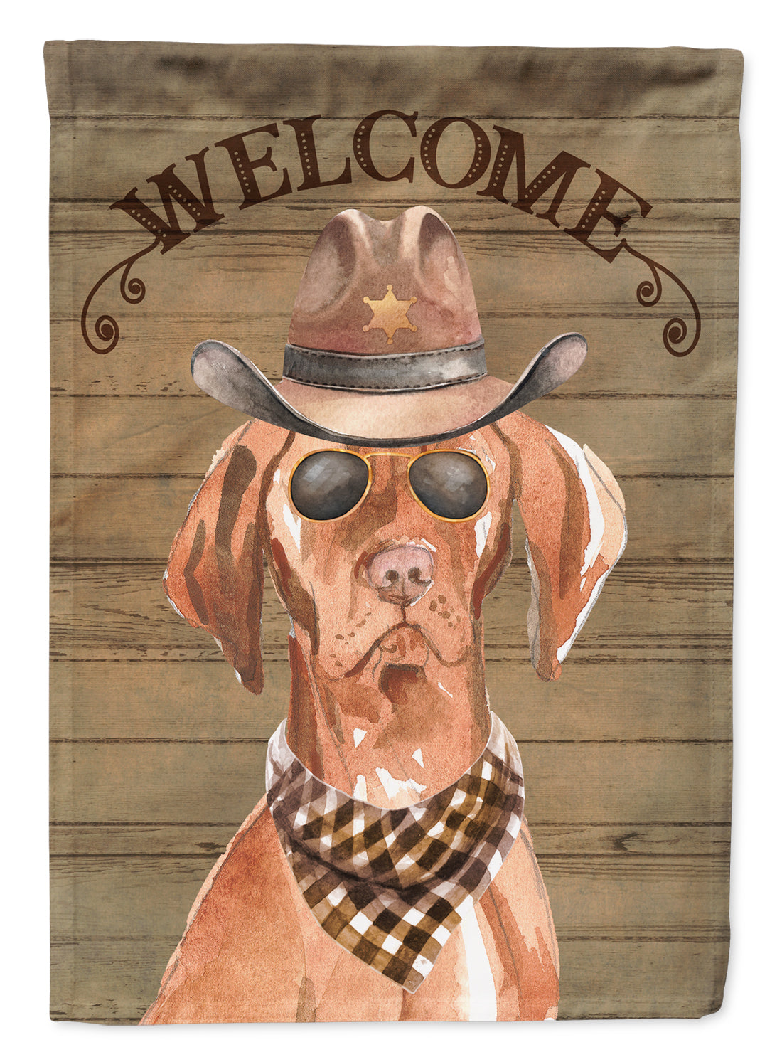 Vizsla Cowboy Dog Welcome Garden Flag – Western-Style Dog with Hat & Sunglasses CK6334GF