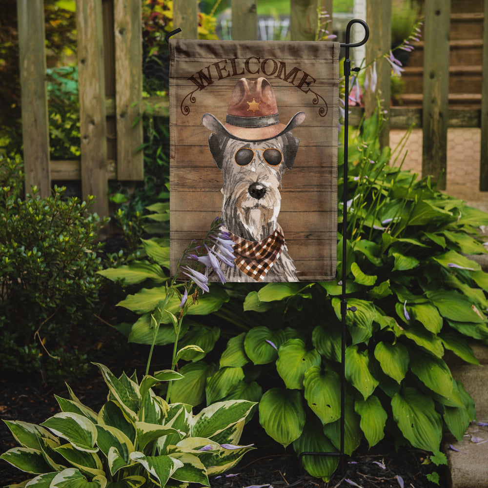 Irish Wolfhound Cowboy Dog Welcome Garden Flag – Western-Style Dog with Hat & Sunglasses CK6335GF