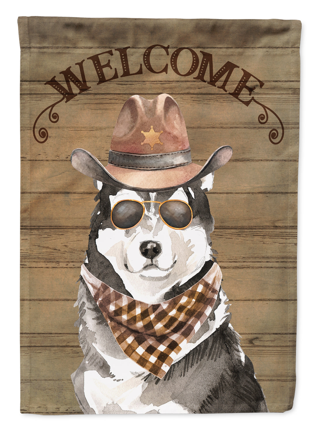 Alaskan Malamute #2 Cowboy Dog Welcome Garden Flag – Western-Style Dog with Hat & Sunglasses CK6341GF