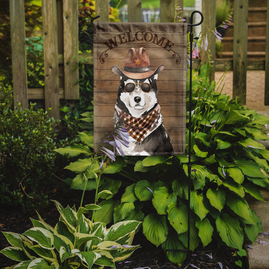 Alaskan Malamute #2 Cowboy Dog Welcome Garden Flag – Western-Style Dog with Hat & Sunglasses CK6341GF