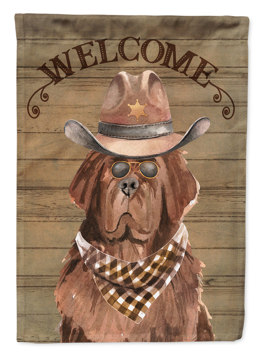 Newfoundland Cowboy Dog Welcome Garden Flag – Western-Style Dog with Hat & Sunglasses CK6344GF