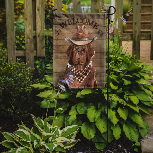 Newfoundland Cowboy Dog Welcome Garden Flag – Western-Style Dog with Hat & Sunglasses CK6344GF