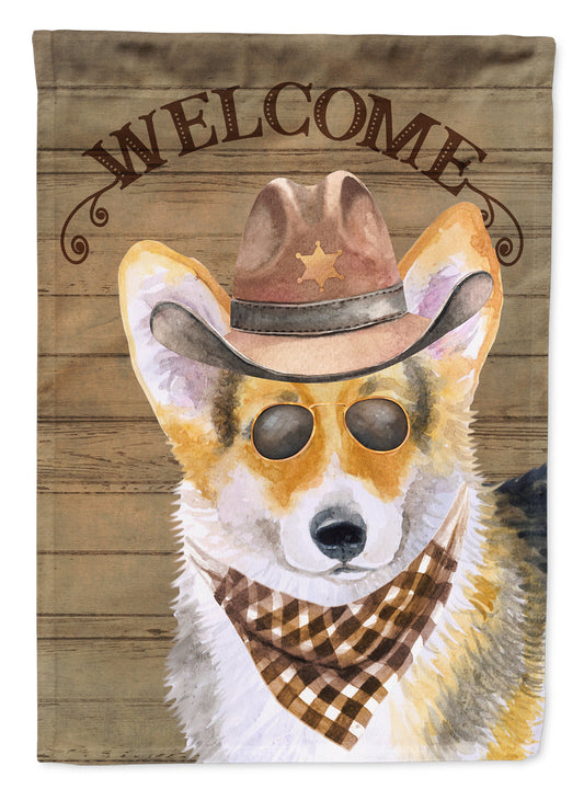 Pembroke Welsh Corgi Cowboy Dog Welcome Garden Flag – Western-Style Dog with Hat & Sunglasses CK6346GF