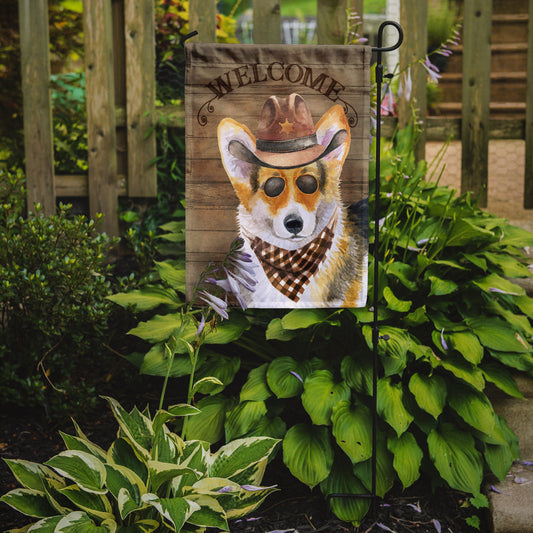 Pembroke Welsh Corgi Cowboy Dog Welcome Garden Flag – Western-Style Dog with Hat & Sunglasses CK6346GF