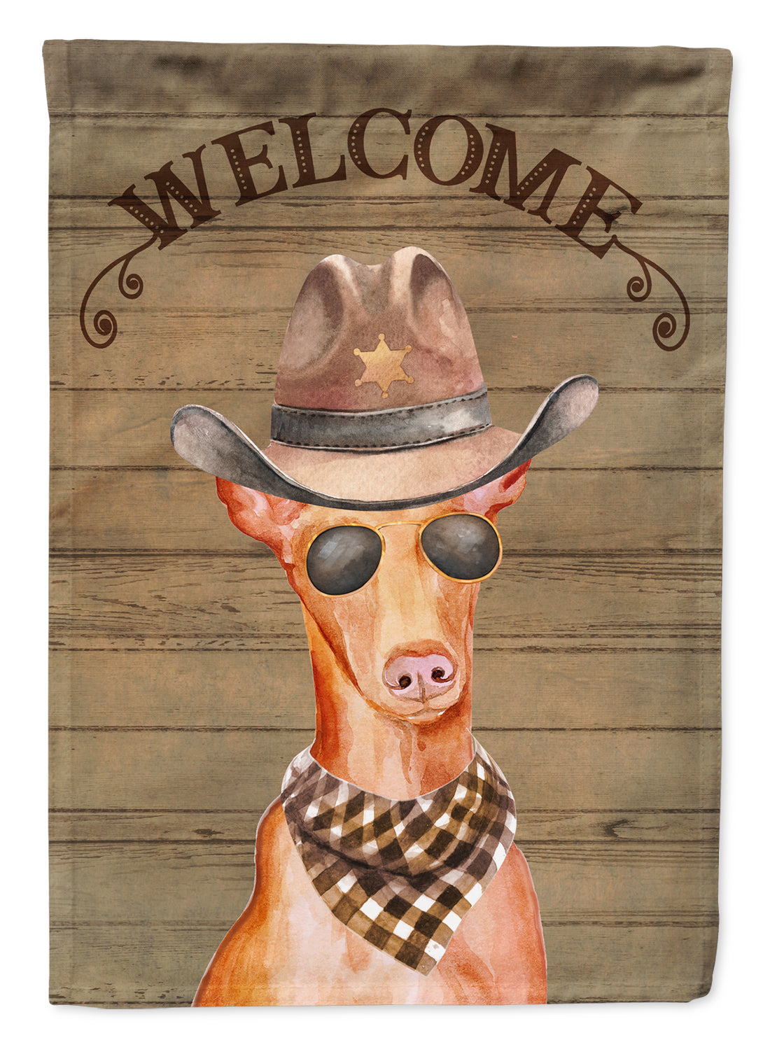 Pharaoh Dog Cowboy Dog Welcome Garden Flag – Western-Style Dog with Hat & Sunglasses CK6347GF