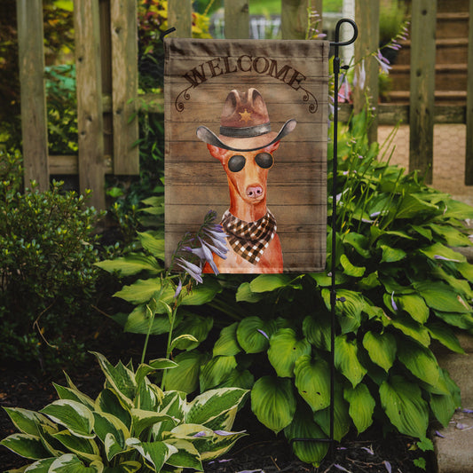 Pharaoh Dog Cowboy Dog Welcome Garden Flag – Western-Style Dog with Hat & Sunglasses CK6347GF