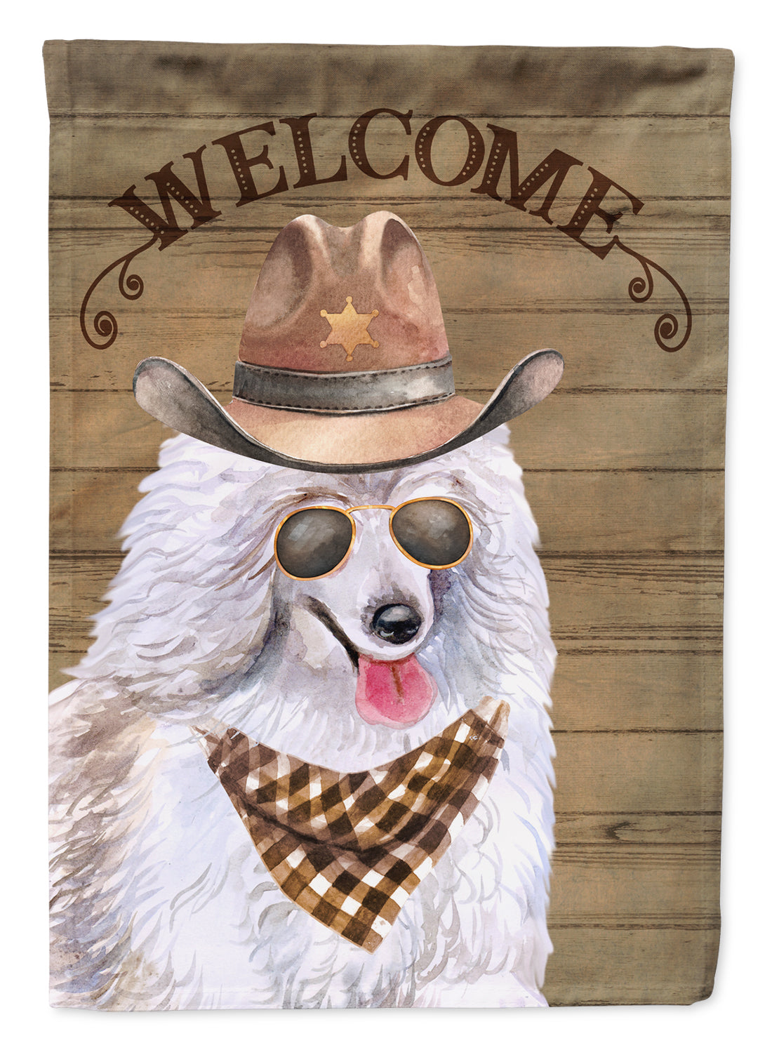 Medium Poodle Cowboy Dog Welcome Garden Flag – Western-Style Dog with Hat & Sunglasses CK6350GF