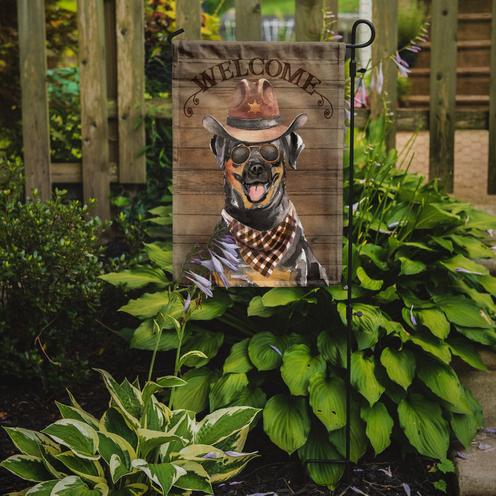 Rottweiler Cowboy Dog Welcome Garden Flag – Western-Style Dog with Hat & Sunglasses CK6353GF