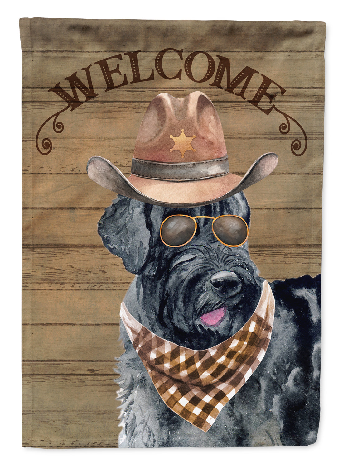 Giant Schnauzer Cowboy Dog Welcome Garden Flag – Western-Style Dog with Hat & Sunglasses CK6355GF