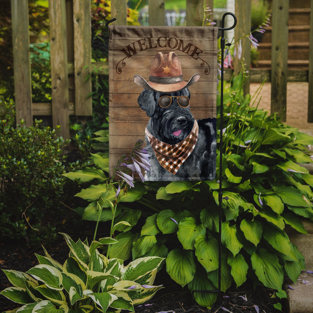 Giant Schnauzer Cowboy Dog Welcome Garden Flag – Western-Style Dog with Hat & Sunglasses CK6355GF