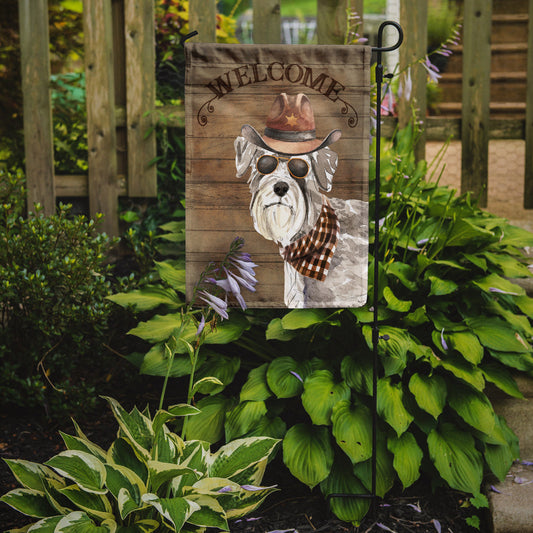 Schnauzer #2 Cowboy Dog Welcome Garden Flag – Western-Style Dog with Hat & Sunglasses CK6356GF