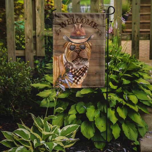 Shar Pei Cowboy Dog Welcome Garden Flag – Western-Style Dog with Hat & Sunglasses CK6358GF