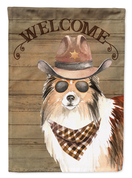 Sheltie Shetland Sheepdog #2 Cowboy Dog Welcome Garden Flag – Western-Style Dog with Hat & Sunglasses CK6360GF