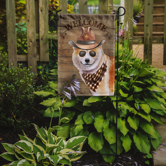 Shiba Inu Cowboy Dog Welcome Garden Flag – Western-Style Dog with Hat & Sunglasses CK6361GF