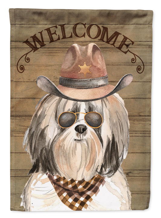 Shih Tzu #2 Cowboy Dog Welcome Garden Flag – Western-Style Dog with Hat & Sunglasses CK6362GF
