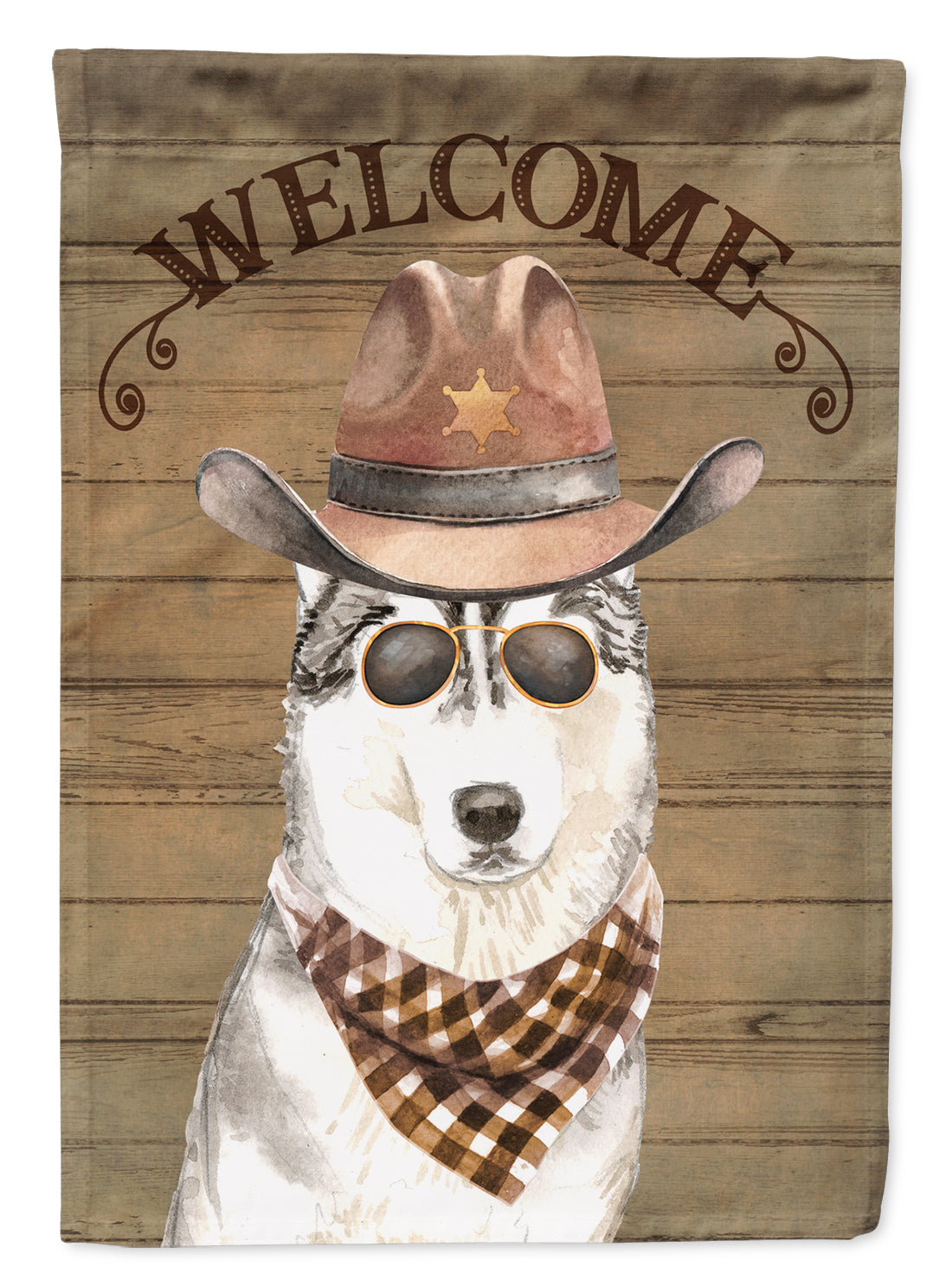 Siberian Husky Cowboy Dog Welcome Garden Flag – Western-Style Dog with Hat & Sunglasses CK6364GF